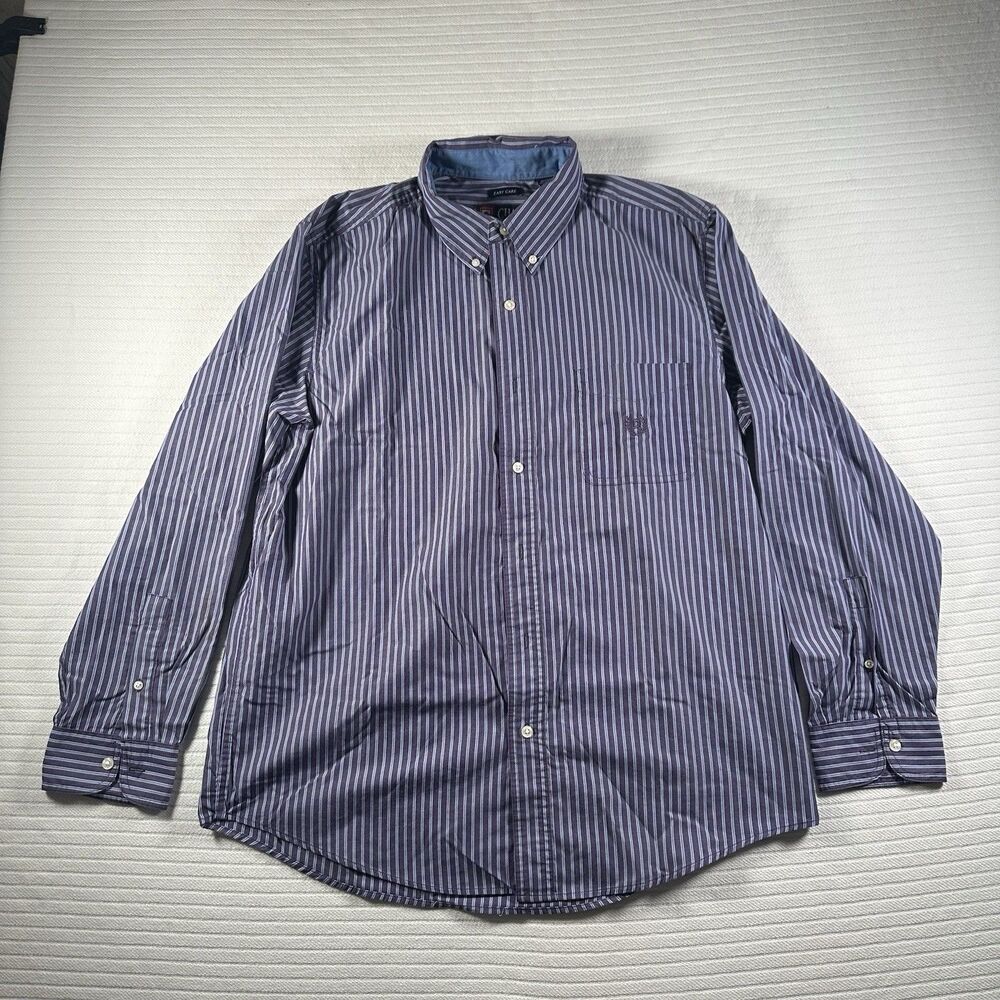 Chaps Classics Mens L Purple Striped Long Sleeve Button Down Shirt